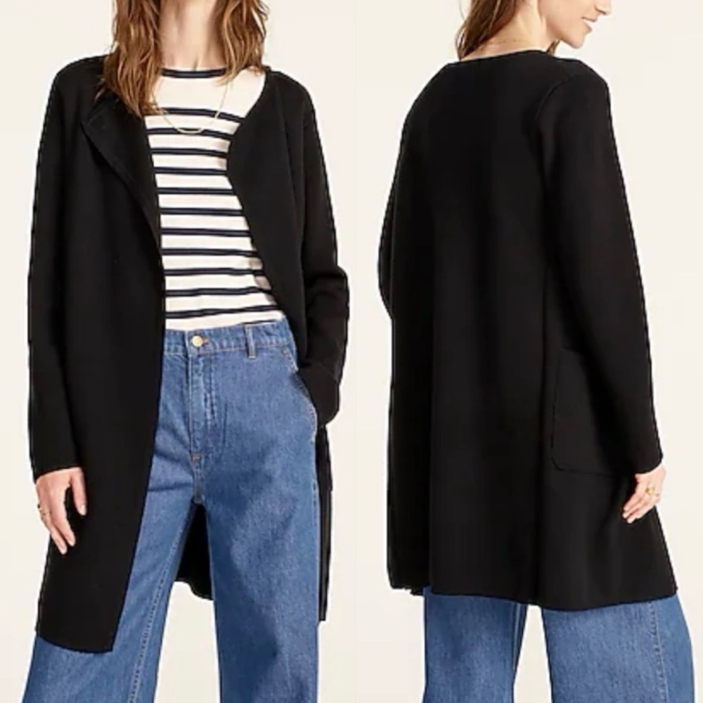 J. Crew Black Open-Front Long Cardigan